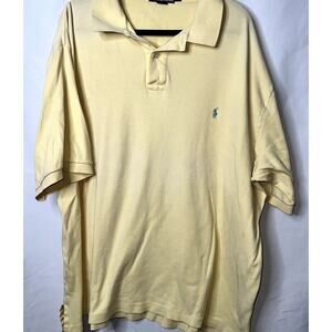 Polo Ralph Lauren Mens Size 2XLT Yellow Blue Pony Banded Short Sleeve Polo
